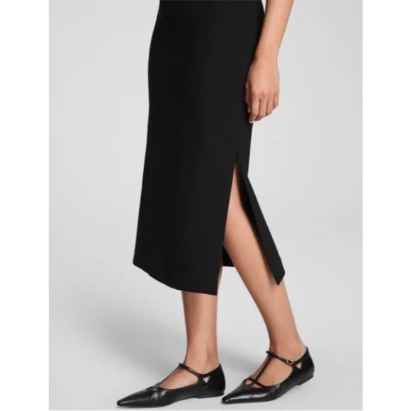 Spanx Ponte Shaping Midi Tank Dress Classic Black Sleeveless Shapewear Cocktail - Picture 4 of 11